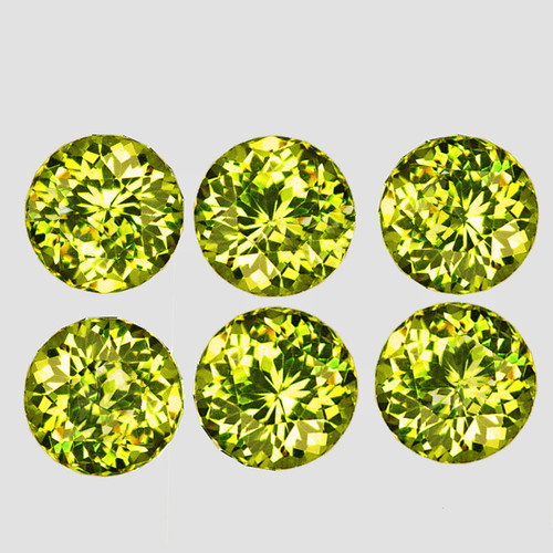 3.50 mm 6 pcs Round Machine Brilliant Cut Extreme Brilliancy Intense Green Yellow Chrysoberyl Natural {Flawless-VVS}--AAA Grade