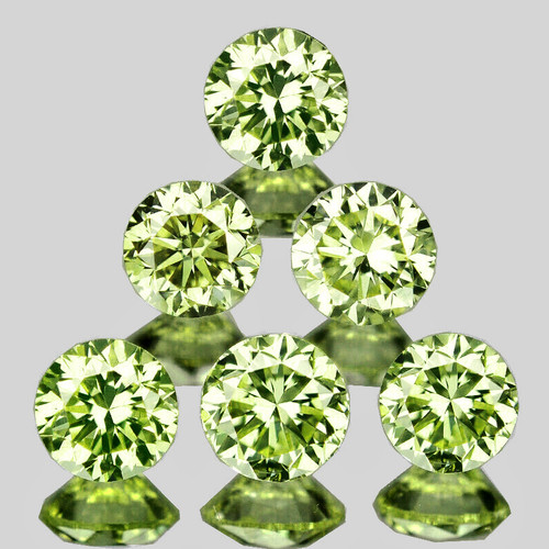 3.50 mm 6 pcs Round Machine Brilliant Cut Extreme Brilliancy Natural Yellow Green Chrysoberyl {Flawless-VVS}--AAA Grade