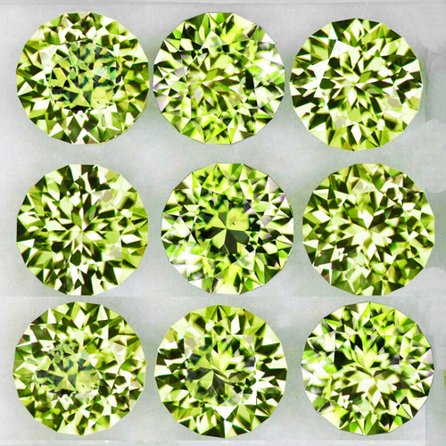 3.00 mm 9 pcs Round Machine Brilliant Cut Extreme Brilliancy Natural AAA Yellow Green Chrysoberyl {Flawless-VVS}--AAA Grade