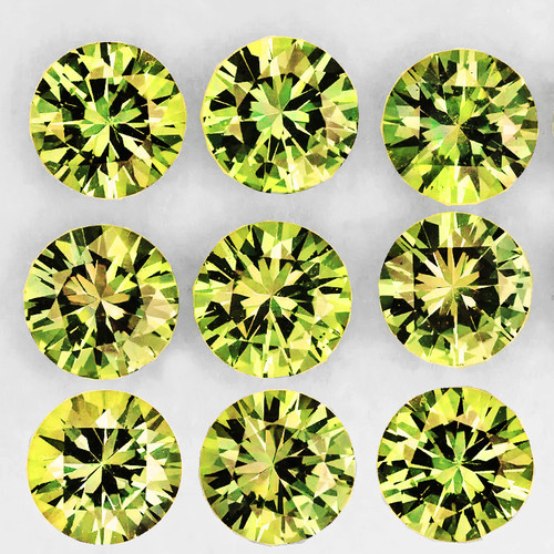 3.00 mm 9 pcs Round Machine Brilliant Cut Extreme Brilliancy Intense Green Yellow Chrysoberyl Natural {Flawless-VVS}--AAA Grade