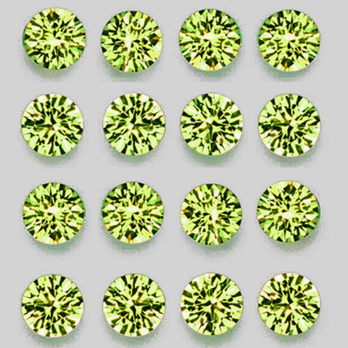 2.50 mm 16 pcs Round Machine Brilliant Cut Extreme Brilliancy Natural AAA Yellow Green Chrysoberyl {Flawless-VVS}--AAA Grade