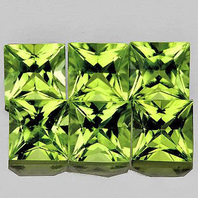 3.00 mm 6 pcs Square Machine Princess Cut Extreme Brilliancy Natural AAA Yellow Green Chrysoberyl {Flawless-VVS}--AAA Grade