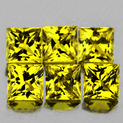 3.00 mm 6 pcs { 1.13 cts } Square Machine Princess Cut Extreme Brilliancy Natural Intense AAA Yellow Chrysoberyl {Flawless-VVS}--AAA Grade