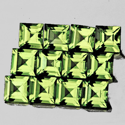 2.50 mm 12 pcs Square Machine Cut Extreme Brilliancy Natural Yellow Green Chrysoberyl {Flawless-VVS}--AAA Grade