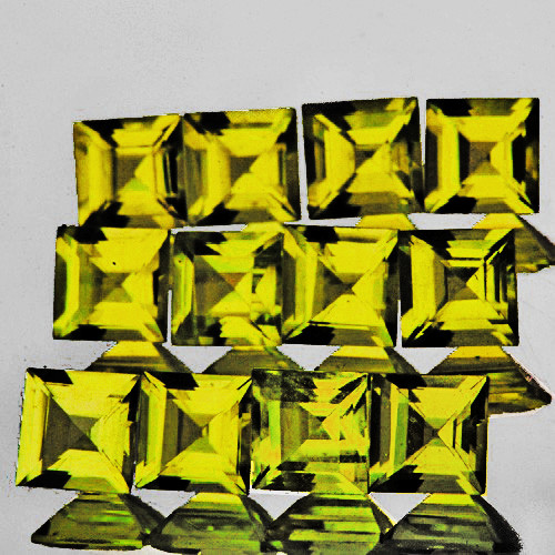 2.50 mm 12 pcs { 1.33 cts } Square Machine Cut Extreme Brilliancy Natural Intense Yellow Chrysoberyl {Flawless-VVS}--AAA Grade