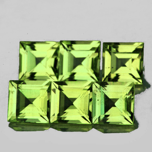 3.00 mm 6 pcs Square Machine Cut Extreme Brilliancy Natural Yellow Green Chrysoberyl {Flawless-VVS}--AAA Grade