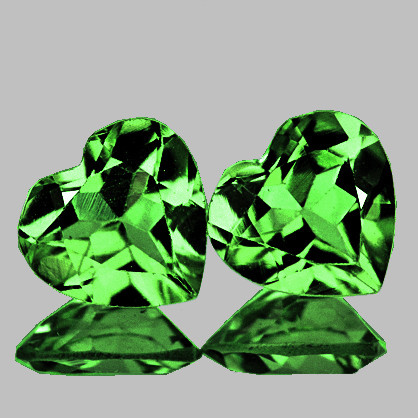 6.00 mm 2pcs Heart Brilliant Cut AAA Fire Natural Chrome Green Tsavorite Garnet { Flawless-VVS }