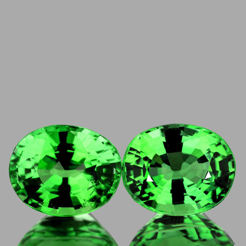 6x5 mm 2 pcs { 1.74cts } Oval AAA Fire Intense Chrome Green Tsavorite Garnet Natural {Flawless-VVS}--AAA Grade