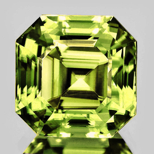 5.00 mm { 0.73 cts} Square Asscher Cut AAA Neon Natural AAA Yellow Green Chrysoberyl {Flawless-VVS}--AAA Grade