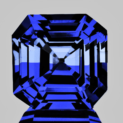 5.00 mm { 0.64 cts} Square Asscher Cut AAA Fire Natural Bi Color Intense Ceylon Blue Sapphire {Flawless-VVS}--AAA Grade