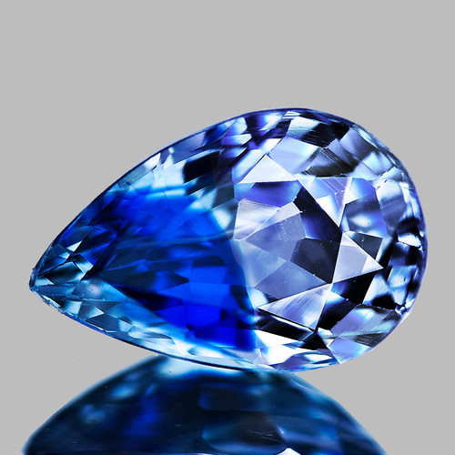 6x4 mm { 0.53 cts } Pear AAA Fire Bi Color Ceylon Blue Sapphire Natural (Flawless-VVS}