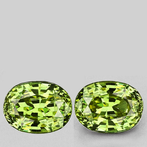 6x4.5 mm 2 pcs { 1.17 cts } Oval Machine Cut Extreme Brilliancy Natural AAA Yellow Green Chrysoberyl {Flawless-VVS}--AAA Grade