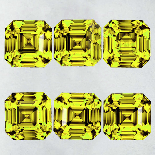 3.00 mm 6 pcs Square Asscher Cut AAA Neon Natural Intense AAA Yellow Chrysoberyl {Flawless-VVS}--AAA Grade