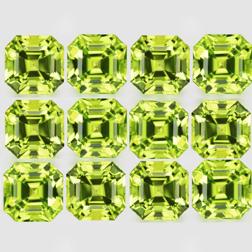 2.50 mm 12 pcs Square Asscher Cut AAA Neon Natural AAA Yellow Green Chrysoberyl {Flawless-VVS}--AAA Grade