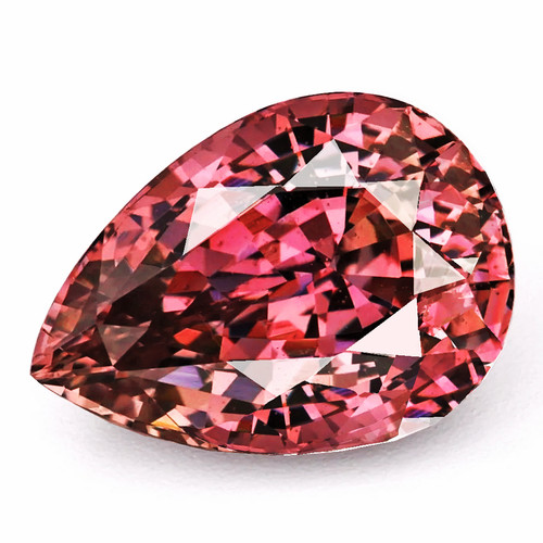 7x5 mm { 1.07 cts} Pear AAA Fire Intense Padparadscha Pink Sapphire Natural {Flawless-VVS}--AAA Grade