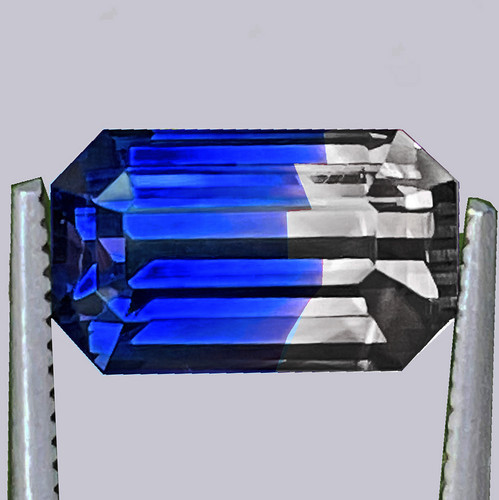 6x4 mm { 0.56 cts } Octagon Emerald Cut Bi Color Intense Blue Sapphire Natural {Flawless-VVS}--AAA Grade