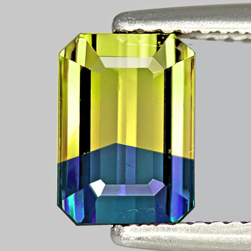 6x4.5 mm { 1.10 cts } Octagon Emerald Cut Bi Color Yellow Blue Sapphire Natural {Flawless-VVS}--AAA Grade