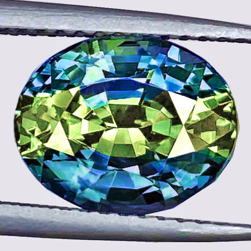 7x5 mm { 1.41 cts } Oval AAA Fire Bi Color Yellow Blue Sapphire Natural {Flawless-VVS}--AAA Grade