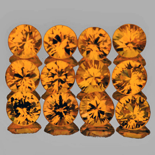 2.50 mm 12 pcs Round Brilliant Machine Cut Extreme Brilliancy Natural Fanta Orange Sapphire {Flawless-VVS}--AAA Grade