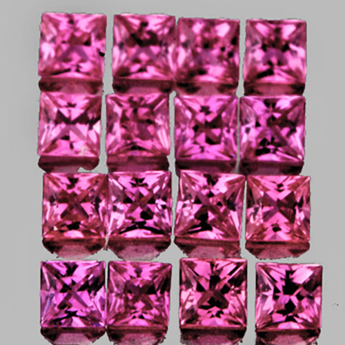 2.00 mm 16 pcs Square Princess Cut Extreme Brilliancy Premium AAA Pink Sapphire Natural {Flawless-VVS}--AAA Grade