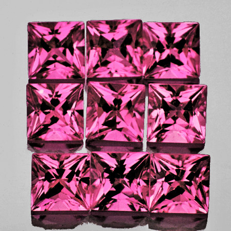 2.50 mm 9 pcs Square Princess Cut Extreme Brilliancy Premium AAA Pink Sapphire Natural {Flawless-VVS}--AAA Grade