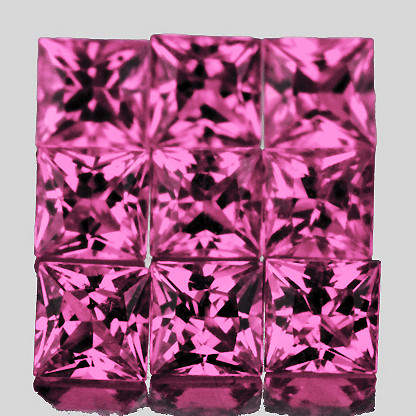 2.80 mm 9 pcs { 1.21 cts } Square Princess Cut Extreme Brilliancy Intense AAA Pink Sapphire Natural {Flawless-VVS}--AAA Grade