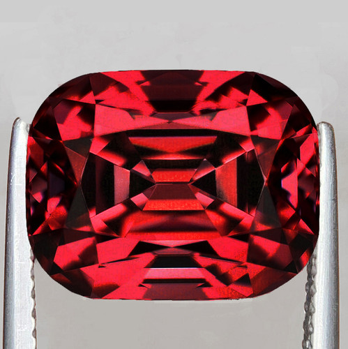 9x7 mm { 3.06 cts} Cushion Machine Cut Extreme Brilliancy Intense Cherry Red Rhodolite Garnet (Umbalite) Natural {Flawless-VVS1}--AAA Grade