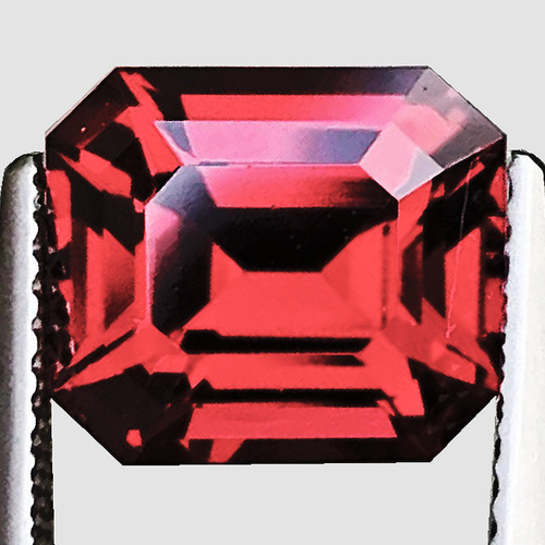 7.5x6.5 mm { 2.22 cts } Octagon Emerald Cut AAA Neon AAA Padparadscha Orange Rhodolite Garnet Natural (Umbalite) {Flawless-VVS1}--AAA Grade