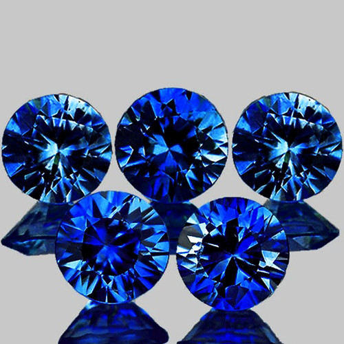 3.30 mm 5 pcs Round Brilliant Cut Extreme Brilliancy Natural Intense Blue Sapphire {Flawless-VVS}--AAA Grade