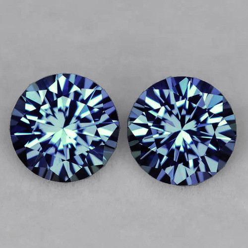 3.80 mm 2 pcs Round Machine Brilliant Cut Extreme Brilliancy AAA Teal Blue Sapphire Natural {Flawless-VVS}--AAA Grade