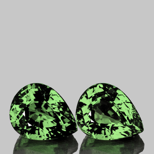 5x4 mm 2 pcs Pear AAA Fire Intense Green Sapphire Natural {Flawless-VVS}--AAA Grade