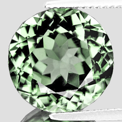6.70 mm { 1.02 cts } Round Brilliant Cut AAA Fire Natural Green Tourmaline {Flawless-VVS}