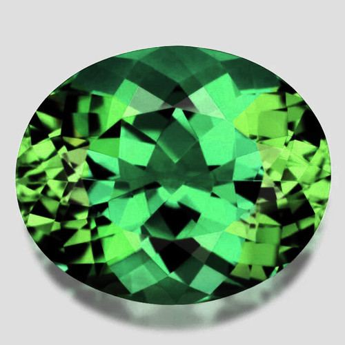 6.5x5.5 mm { 1.00 cts } Oval Brilliant Cut Extreme Brilliancy AAA Bi Color Green Tourmaline Natural {Flawless-VVS}--AAA Grade