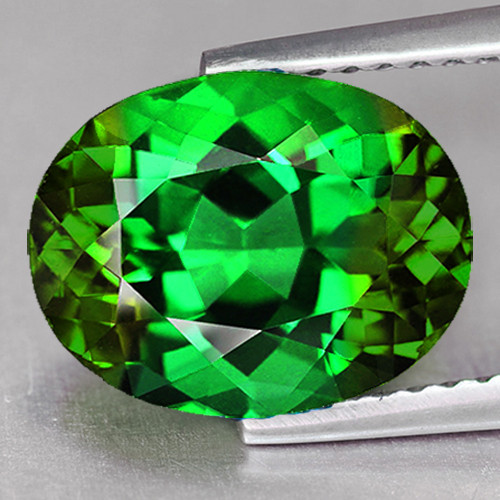 8x6 mm { 1.41 cts } Oval Brilliant Cut Extreme Brilliancy Intense Chrome Green Tourmaline Natural {Flawless-VVS}--AAA Grade