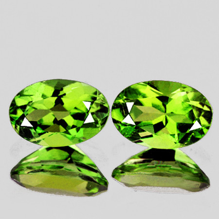 6x4 mm 2 pcs Oval Brilliant Cut AAA Fire Natural Lemon Green Tourmaline {Flawless-VVS}