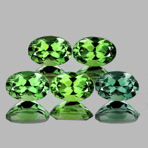 6x4 mm 5 pcs Oval Brilliant Cut AAA Fire Natural Mix Intense Green Tourmaline {Flawless-VVS}