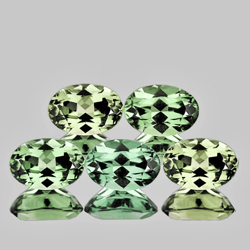 6x4 mm 5 pcs Oval Brilliant Cut AAA Fire Natural Mix Bright Green Tourmaline {Flawless-VVS}