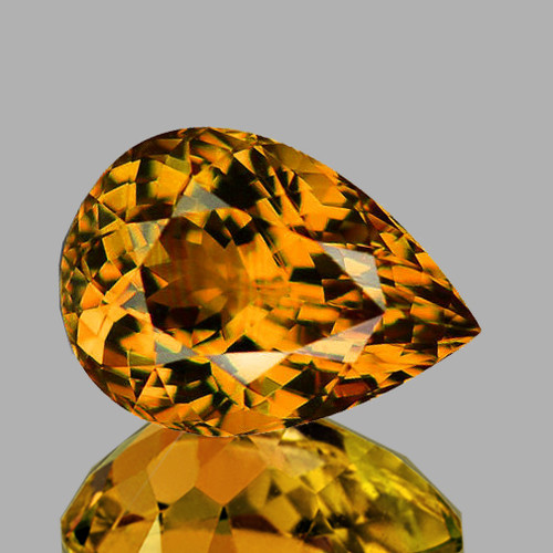 9x7 mm {1.61 cts} Pear Brilliant Cut Extreme Brilliancy Natural Intense Golden Yellow Tourmaline {Flawless-VVS1}--AAA Grade