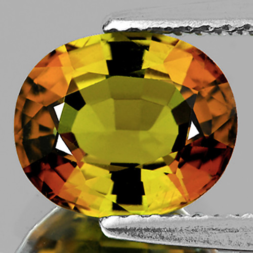 7.5x6 mm { 1.34 cts } Oval AAA Fire Bi Color Yellow Tourmaline Natural {Flawless-VVS1}--AAA Grade