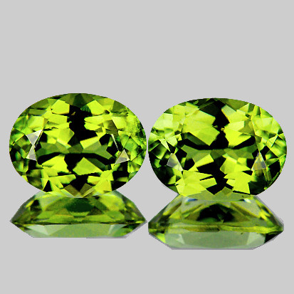 6x4.5 mm 2 pc Oval Brilliant Cut AAA Fire Premium Yellow Green Mali Garnet Natural {Flawless-VVS}--AAA Grade