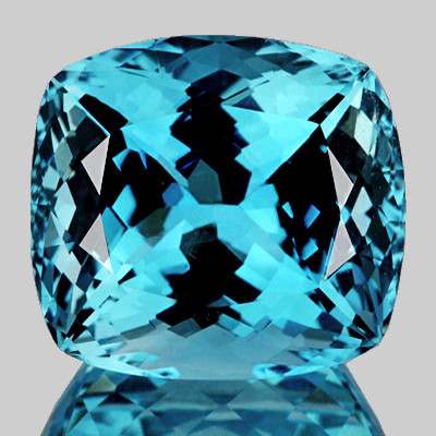 11.50 mm { 8.33 cts } Cushion Brilliant Cut Extreme Brilliancy Intense Sky Blue Topaz Natural {Flawless-VVS1}--AAA Grade