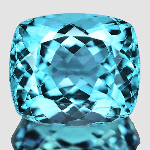 13x12 mm { 10.19 cts } Cushion Brilliant Cut Extreme Brilliancy Intense Sky Blue Topaz Natural {Flawless-VVS1}--AAA Grade