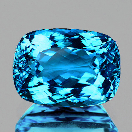 14x11 mm { 9.13 cts} Cushion Brilliant Cut Extreme Brilliancy Natural Swiss Blue Topaz {Flawless-VVS1}--AAA Grade