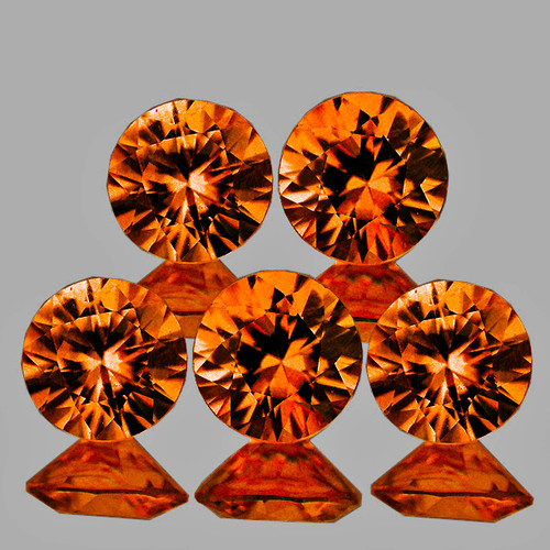 3.80 mm 5 pcs Round Brilliant Cut Extreme Brilliancy AAA Mandarin Orange Spessartite Garnet Natural (Flawless-VVS1}--AAA Grade