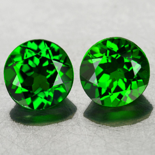 5.00 mm 2 pcs Round Brilliant Cut Best AAA Fire Intense Chrome Green Diopside Natural { Flawless-VVS }--AAA Grade