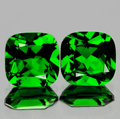 6.00 mm 2 pcs Cushion AAA Fire Intense Chrome Green Diopside Natural  {Flawless-VVS1}--AAA Grade