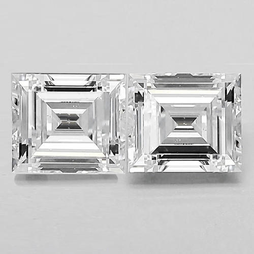 1.9x1.7 mm 2 pcs Baguette Step Cut Color D-F White Diamond Natural {VVS}
