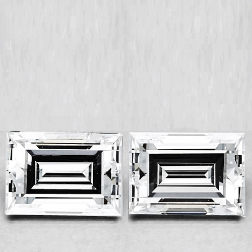 3.4x2.3 mm 2pcs { 0.27 cts} Baguette Emerald Cut Natural White Diamond Color D-F {VVS}