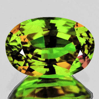 8x5.5 mm { 1.14 cts } Oval Excellent Rainbow Flash Natural AAA Green Sphene { Flawless-VVS }--AAA Grade
