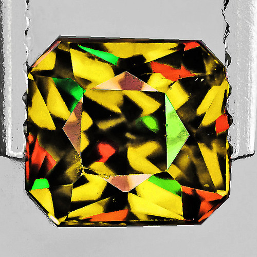 6x5.5 mm { 1.40 cts } Octagon Emerald Cut Excellent Rainbow Flash Natural AAA Golden Yellow Sphene { Flawless-VVS }--AAA Grade